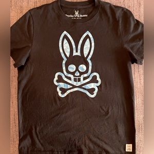 Black Psycho Bunny shirt with water bunny logo.